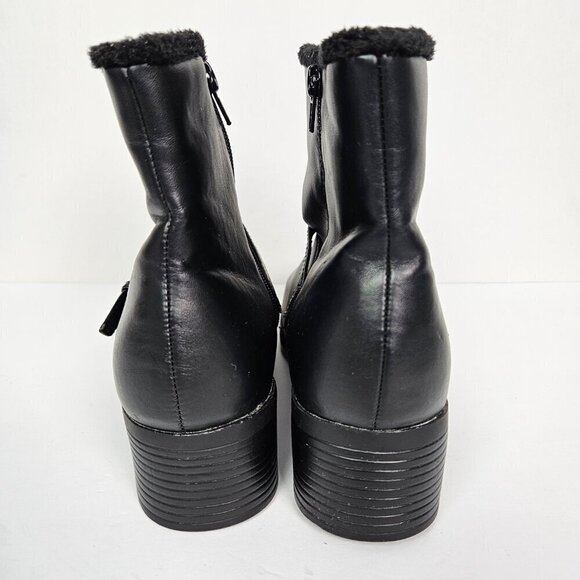 Khombu Madison Black Faux Leather/Fur Lined Winter Heel Boot 9.5 - Picture 7 of 10